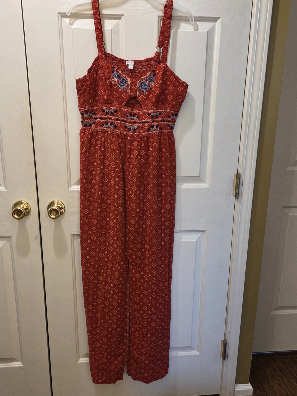 Xhilaration Red Embroidered Floral Dress
